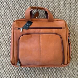 Wilsons Leather Brown Briefcase Crossbody Bag Tan NWT